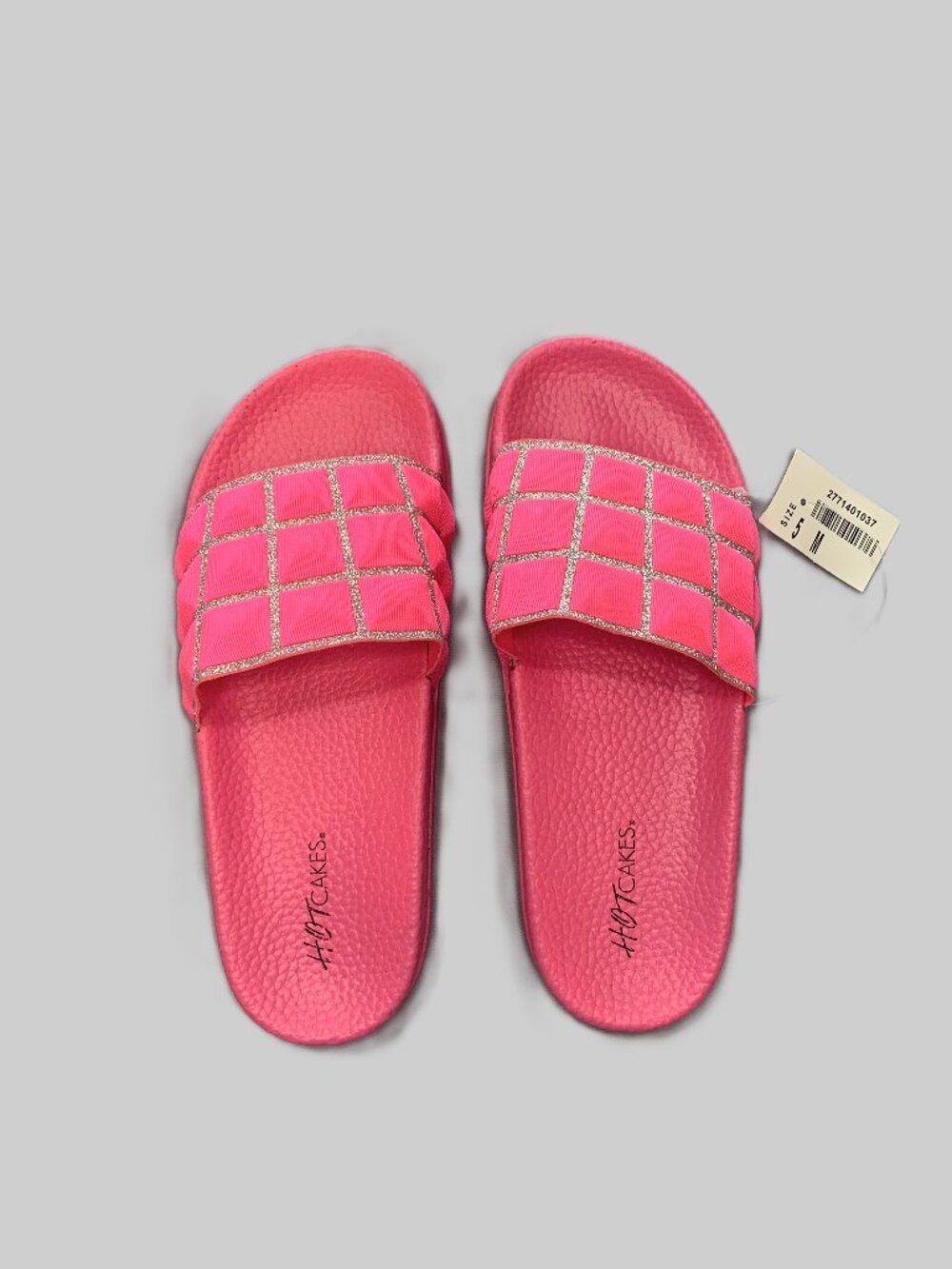 Brand New Girls’ Hotcakes Slide Slippers Pink Sparkles Size 5